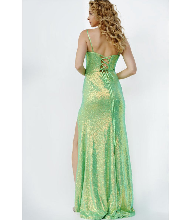 23346 Robe À Paillette Néon Vert