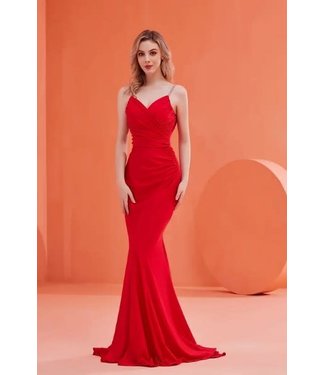 j22025 Robe Ajusté Rouge