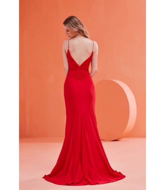 j22025 Robe Ajusté Rouge