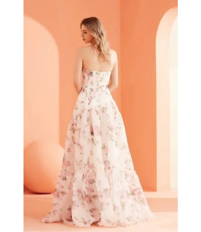 J22008 Robe Bustier Fleurie