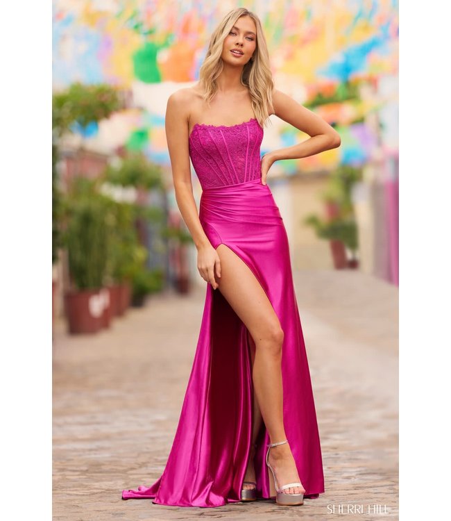 55419 Robe À Corset Avec Fente Magenta