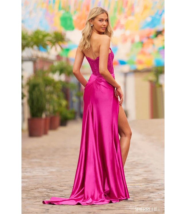 55419 Robe À Corset Avec Fente Magenta