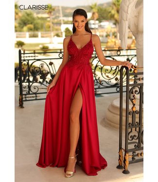 Clarisse 810559 Robe Fluide Avec Fente Rouge