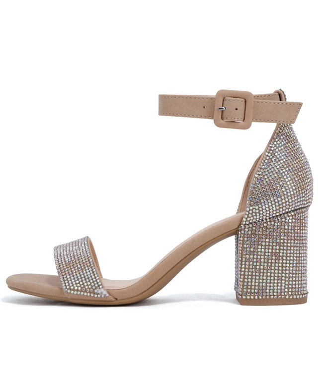 CRETE Sandales à talon NUDE brillant