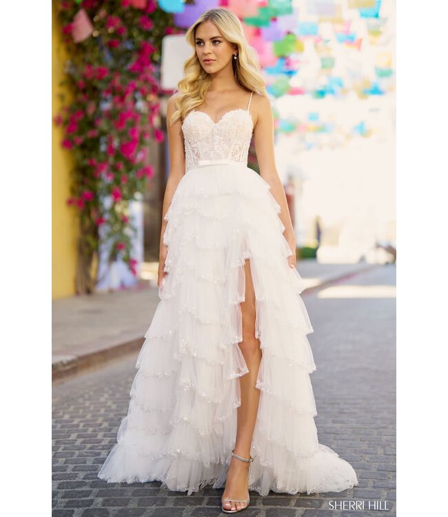 55972 Robe Corset À Jupe Étagée Noire