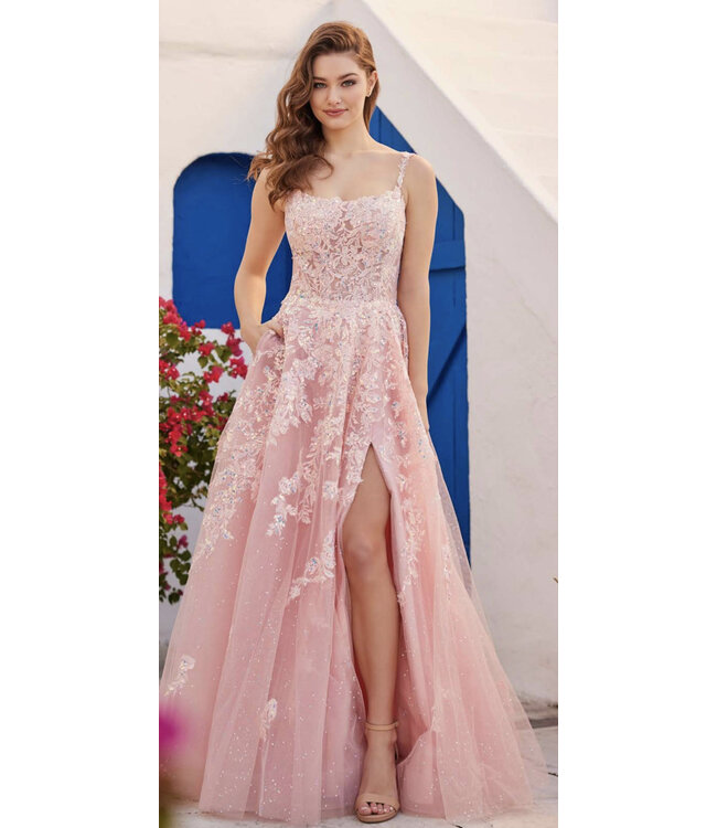 35114 Robe Brillante À Corset Blush