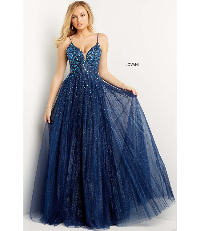 08408 Robe Fluide Avec Pierres Royal