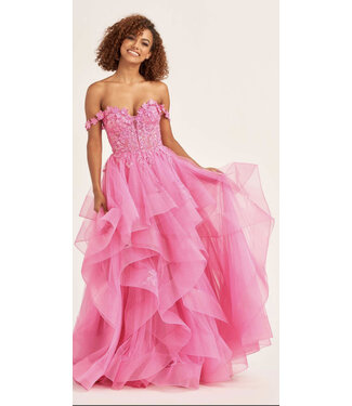 35084 Robe Avec Tulle À Étage Hot Pink