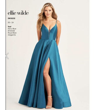 35232 Robe Fluide Avec Fente Teal