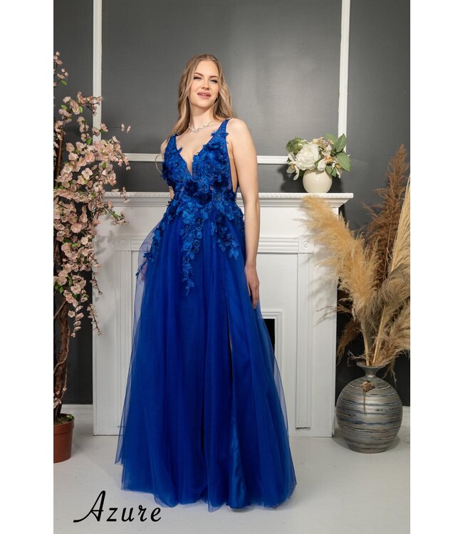 A8014 Robe Fluide Bleu
