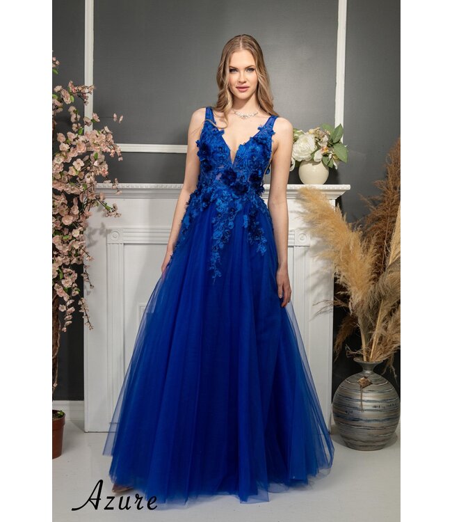 A8014 Robe Fluide Bleu