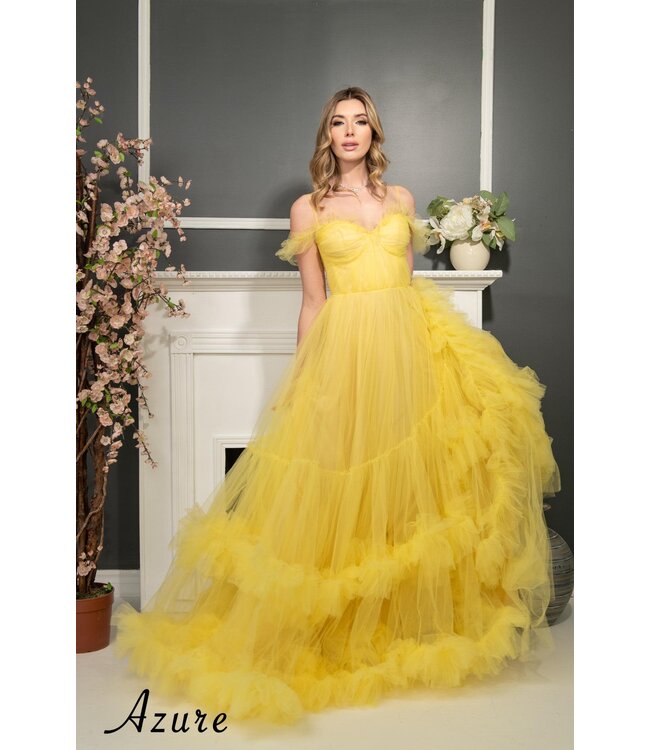 A8001 Robe En Tulle Jaune