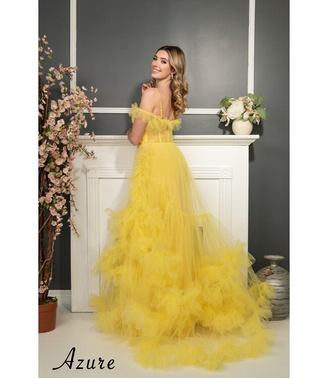 A8001 Robe En Tulle Jaune