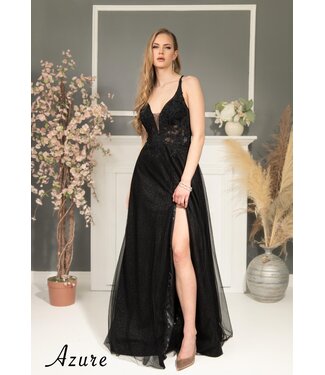 A8048 Robe Style Corset Avec Fente Noire