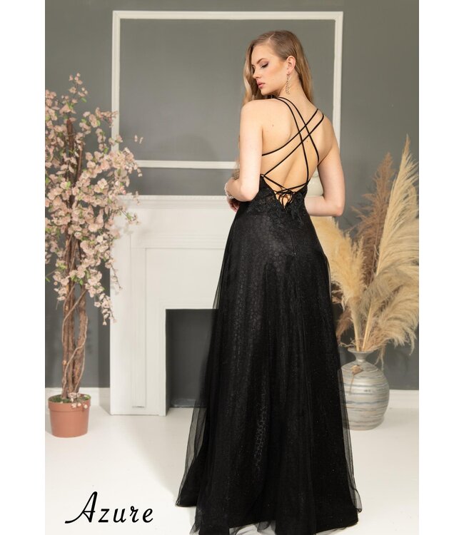 A8048 Robe Style Corset Avec Fente Noire