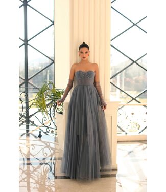 NC1064 Robe Corset Fluide Métal