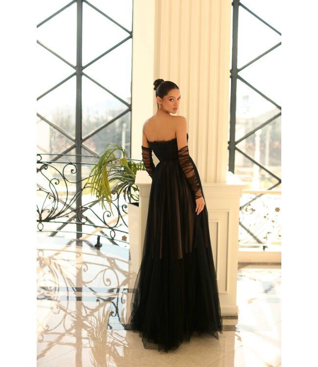 NC1064 Robe Corset Fluide Noire