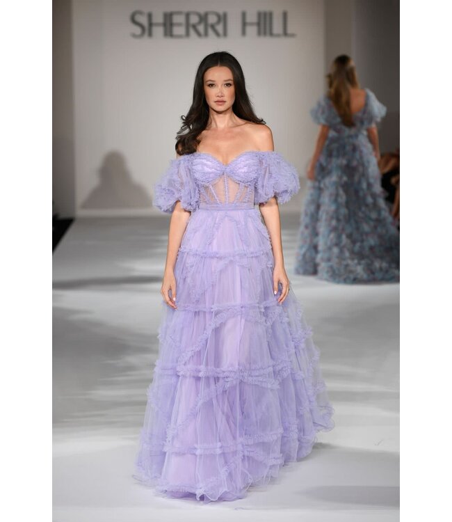 55558 Robe En Tulle Avec Corset Mauve