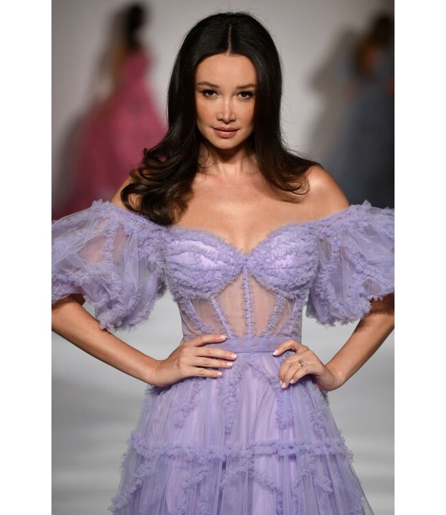 55558 Robe En Tulle Avec Corset Mauve