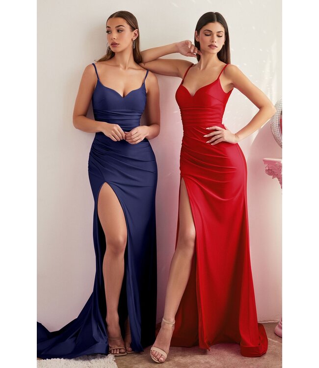 8023 Robe En Satin Extensible Rouge