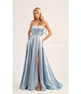 35215 Robe À Corset En Satin Bleu Misty