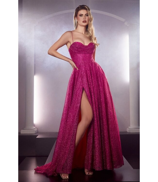252 Robe Corset Avec Fente Fuchsia
