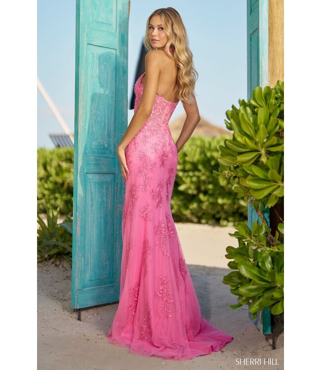 56077 Robe Corset Avec Fente Magenta