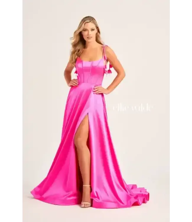 35215 Robe À Corset En Satin Rose Flamboyant