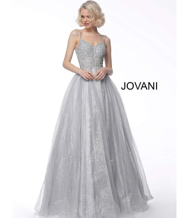 67051 Robe Avec Corsage Brodé Argent