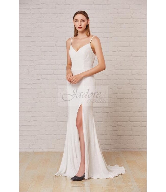 J18033 Robe Avec Fente Ivory