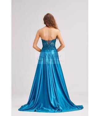 j23025 Robe Corset Avec Fente Teal