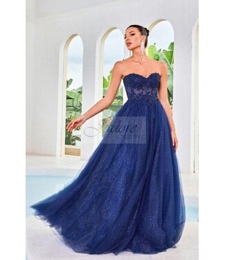 j24016 Robe Princesse Avec Corset Marine