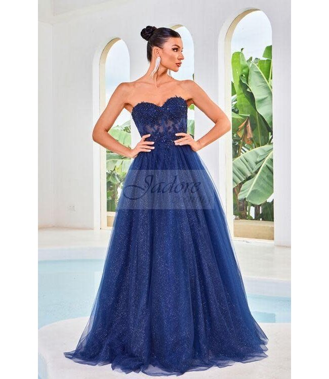 j24016 Robe Princesse Avec Corset Marine