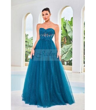 j24016 Robe Princesse Avec Corset Teal