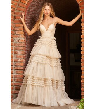 54843 Robe En Tulle Avec Fente Argent