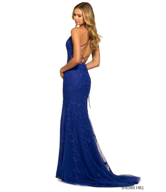 55476 Robe En Dentelle Avec Fente Lilas