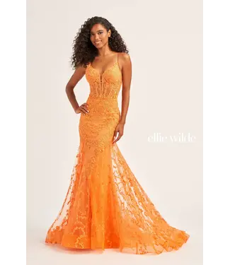 35010 Robe Sirène À Corset Orange