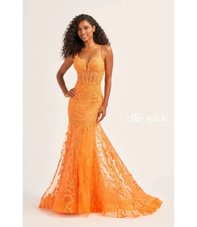 35010 Robe Sirène À Corset Orange