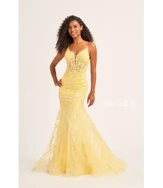 35010 Robe Sirène À Corset Jaune
