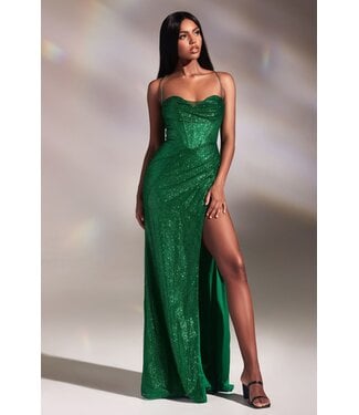452 Robe Corset Scintillante Emeraude