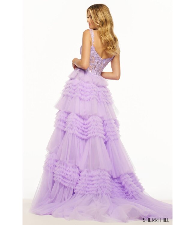 56019 Robe À Étages Mauve