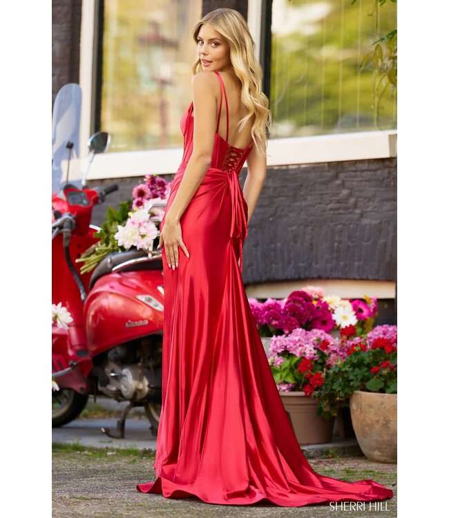 56163 Robe En Satin Fuchsia