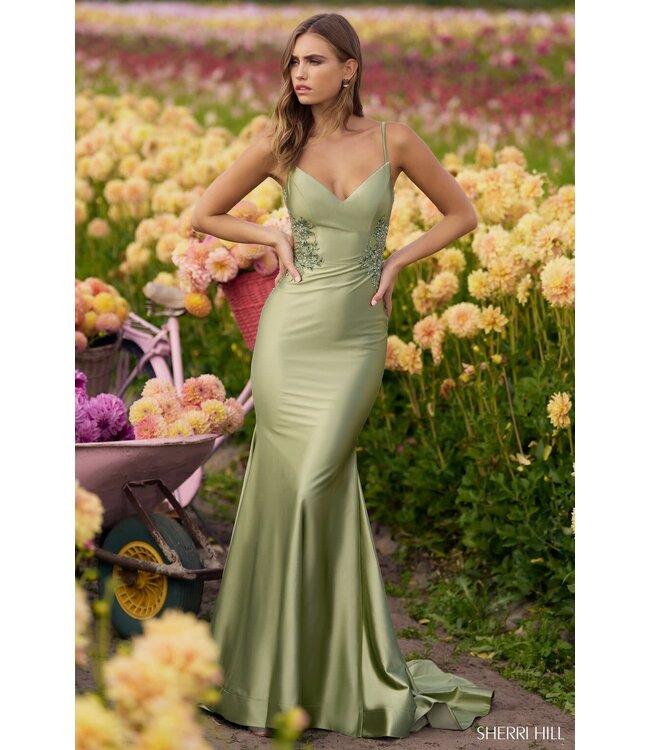 56315 Robe En Satin Sauge