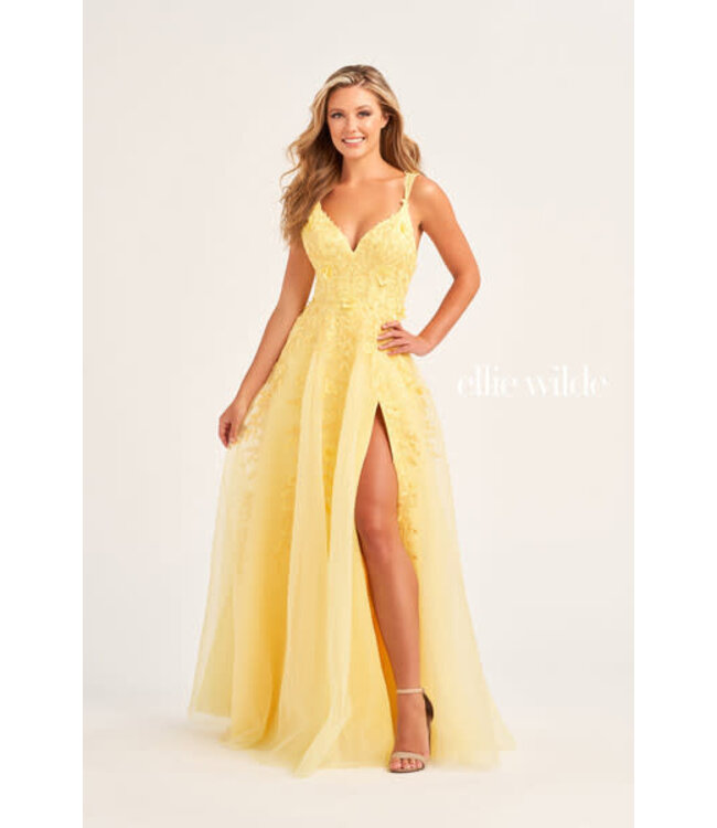 35233 Robe Avec Fente  Jaune