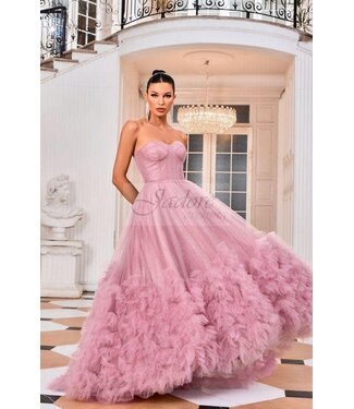 J24012 Robe À Étages Rose Pâle