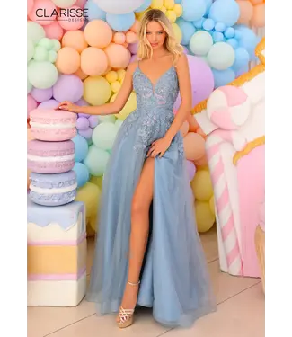 810760 Robe En Tulle Scintillante Bleu Fumée