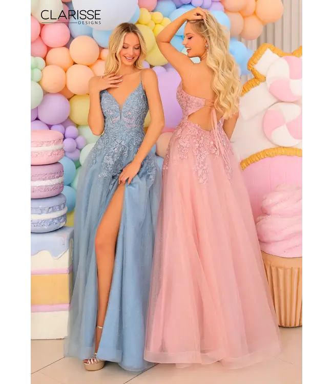 810760 Robe En Tulle Scintillante Bleu Fumée