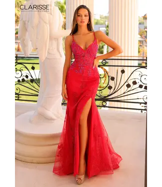 810858 Robe Décolleté Avec Fente Rouge