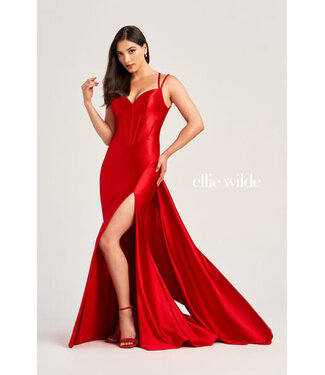 35212 Robe Effet Corset Rouge