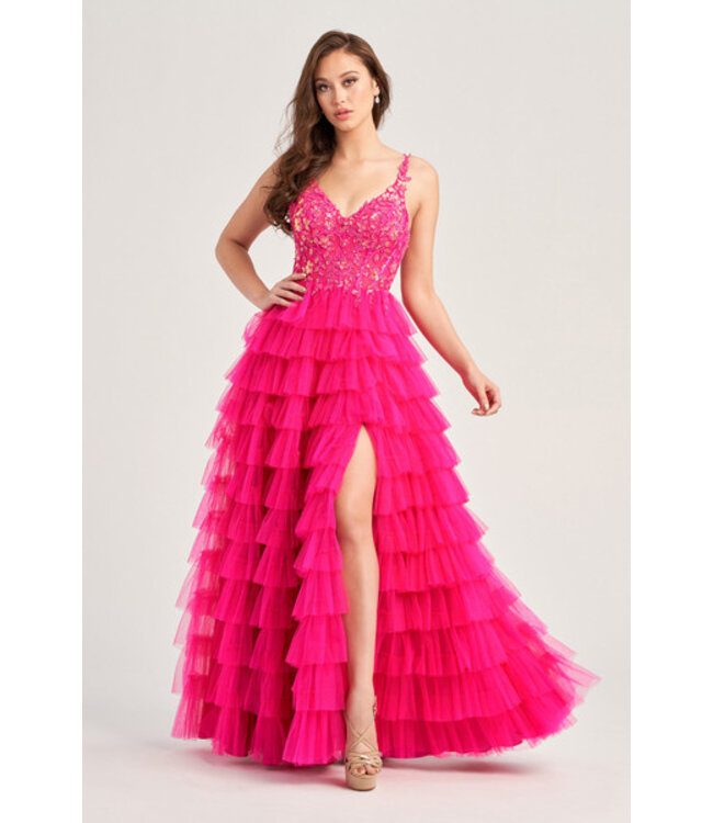 35059 Robe Corset À Étages Magenta